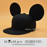 米奇帽子女 儿童韩国亲子鸭舌帽男宝宝米老鼠大耳朵平沿棒球帽子
