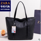 ZARA正品香港代购2015新款女包蛇纹黑色单肩包简约手提包