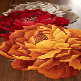 个性牡丹花卉地毯圆形新西兰进口羊毛地毯 客厅茶几卧室床边地毯