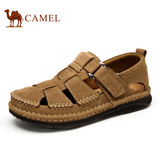 Camel骆驼男鞋 2016新款夏季时尚日常休闲包头魔术贴牛皮男凉鞋