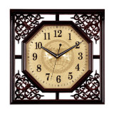 中国风中式正方形静音挂钟 古典装饰钟表复古艺术挂表石英钟表
