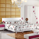 板式床简约现代双人床1.8 白色烤漆 1.5米气动高箱床储物床硬板床