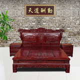 红木家具双人床 非洲酸枝木红酸枝大床古典中式双人床 雕花红木床
