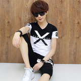青少年短袖T恤男士韩版修身学生V领体恤男生夏季潮流男装半袖衣服