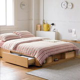 宜家日式水洗棉四件套全棉床上用品简约条格纯棉床单1.5床笠1.8米