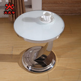 宜家客厅钢化玻璃休闲小茶几圆形沙发边几欧式不锈钢边几角几小桌