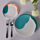 陶瓷平盘 简约日式西餐盘子套装 厨房圆形装饰盘结婚礼物彩色创意