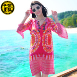 海边沙滩裙波西米亚短裙泰国喇叭袖民族风连衣裙夏小个子度假海滩