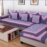 韩式时尚全纯棉绗缝沙发垫坐垫布艺套罩扶手靠背巾红蓝咖啡粉紫色