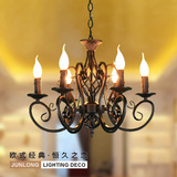 式客厅卧室过道餐厅田园D6012欧式铁艺古典6头浪漫蜡烛吊灯美