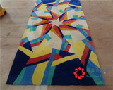 高端客厅卧室抽象地毯几何现代中式地毯简约彩色格子地毯定制