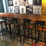 铁艺咖啡厅桌椅实木餐桌复古西餐厅桌椅组合休闲长条桌原木桌定制