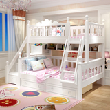 davidbenz实木儿童子母床双层床松木高低上下铺床纯白色储物家具
