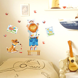 儿童房间男孩卧室床头背景墙贴纸 卡通小孩可爱动物小狗装饰贴画