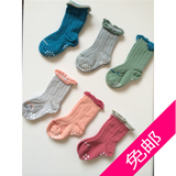 千/趣会素色儿童袜子全棉婴儿袜子手工缝头松口宝宝袜防滑