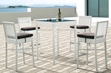 特价高脚吧台桌椅五件套 咖啡厅酒吧休闲桌椅组合 时尚白色藤椅
