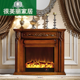 美式壁炉仿真火电子装饰炉芯 欧式实木简约雕花壁炉装饰柜1.2米