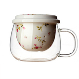 【天天特价】花茶杯子玻璃陶瓷过滤带盖加厚泡茶具办公柠檬杯套杯