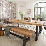 实木餐桌美式餐桌小户型长方形餐桌简易宜家原木铁艺餐桌宜家客厅