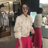 韩版短款小外套夹克衫女2016春装新款褶皱蝙蝠袖宽松显瘦百搭上衣