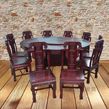 全实木圆桌圆形饭桌子家用圆餐桌带转盘饭店桌椅批发明清古典家具