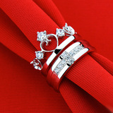 包邮925纯银 韩版饰皇冠王子与公主情侣戒指男女对戒刻字一件代发