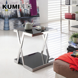 库米可移动小茶几沙发边几角几边桌电话架现代简约玻璃方几#1002