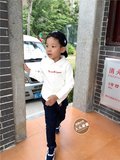 2015冬新款潮童装韩版男女童儿童长袖衬衫白色字母加绒衬衣不倒绒