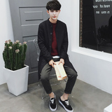 2016秋季新款韩版中长款纯色休闲青年风衣男士修身外套潮时尚风衣