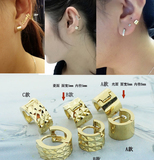 韩国进口纯14k金耳环 个性宽面菱面耳扣 纯14k黄金 耳骨扣