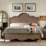 法式复古风格 实木卧室家具 实木双人床 高靠背 双人床可定做
