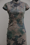 圣百合原创设计女装【鸟语花香】真丝龟纹喷绘香云纱布料改良旗袍