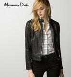 包邮Massimo Dutti女装正品2015新品女士拉链皮夹克皮 衣4727862