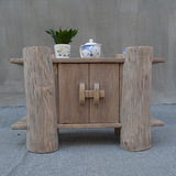 香樟木餐边柜纯实木带门茶水柜储物仿古中式茶水台原木个性柜免漆