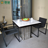 简约现代大理石餐桌椅组合不锈钢餐台方形饭桌阳台休闲洽谈桌定做