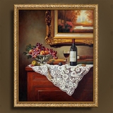 美式静物水果葡萄红酒纯手绘油画装饰画客厅餐厅玄关挂画有框画