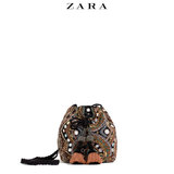 ZARA 女包 串珠装饰束带水桶包 14359104203