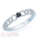 金镂空天然黑色钻石戒指女首饰精致炫酷 白新款包邮tsutsumi10k
