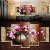 中式时尚不规则玉兰花装饰画客厅书房壁画水晶画无框画现代装饰画