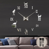 动物猫简约超大尺寸大挂钟客厅时尚艺术挂表DIY个性时钟创意钟表