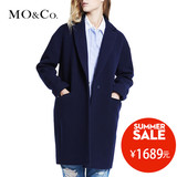 MO&Co.毛呢外套秋冬装女2015欧洲站新款复古休闲纯色大衣时尚moco