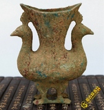仿古青铜器孔雀花瓶摆件 做旧出土古董古玩工艺品 家居客厅装饰品