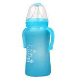 小不点奶瓶 感温变色玻璃奶瓶 婴儿玻璃奶瓶 感温硅胶奶瓶套 蓝