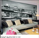 3d立体客厅沙发背景墙纸壁纸 纽约黑白城市夜景壁纸办公室壁画