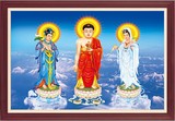 观音菩萨钻石画3D十字绣新款客厅如来佛祖画像佛教十字绣西方三圣