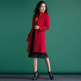 心语泉冬季新品欧美时尚气质羊毛呢子大衣修身显瘦纯色外套女气质