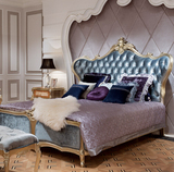新古典布艺床双人床手工雕刻床奢华公主床新款床1.8米欧式实木床