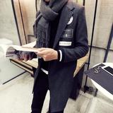 男士韩版修身长款风衣 冬季青少年加棉加厚长衣学生超长大衣外套
