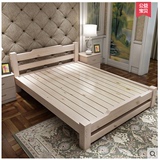免漆实木床双人床1.8米大床松木床儿童床1.5米单人床1.2松木家具