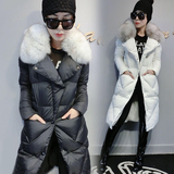 2015新款韩版冬装修身毛领长款羽绒服女收腰羽绒衣过膝长外套